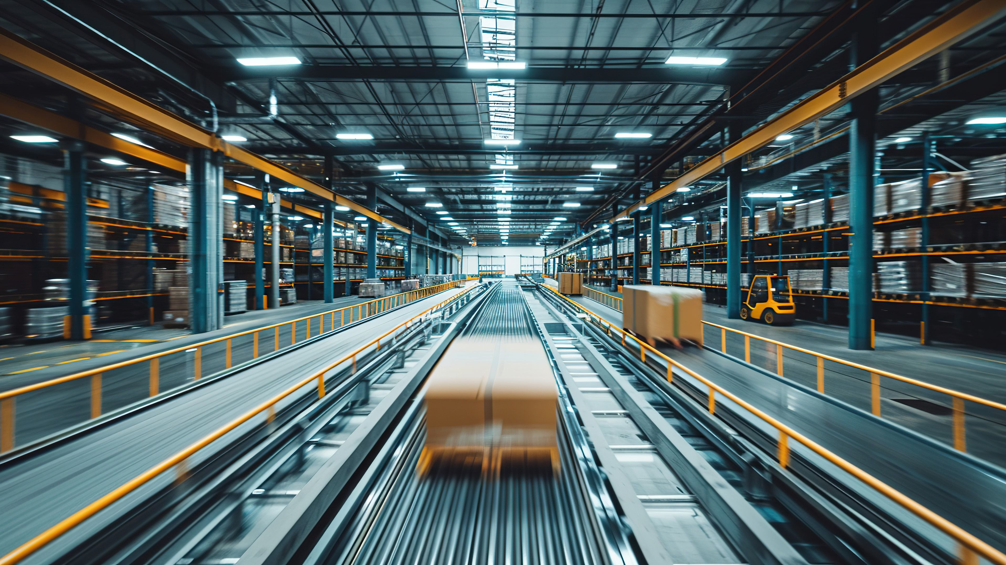 Sistema de cintas transportadoras automatizado en un almacén logístico
